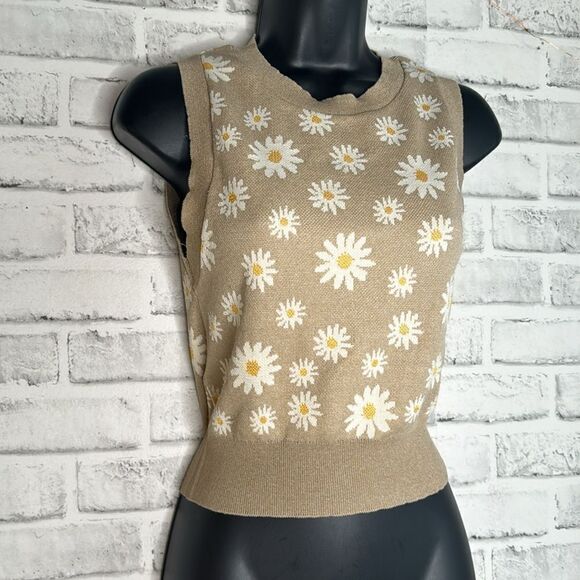 Mango MNG Daisy Floral Sweater Vest Size XS - Picture 2 of 4